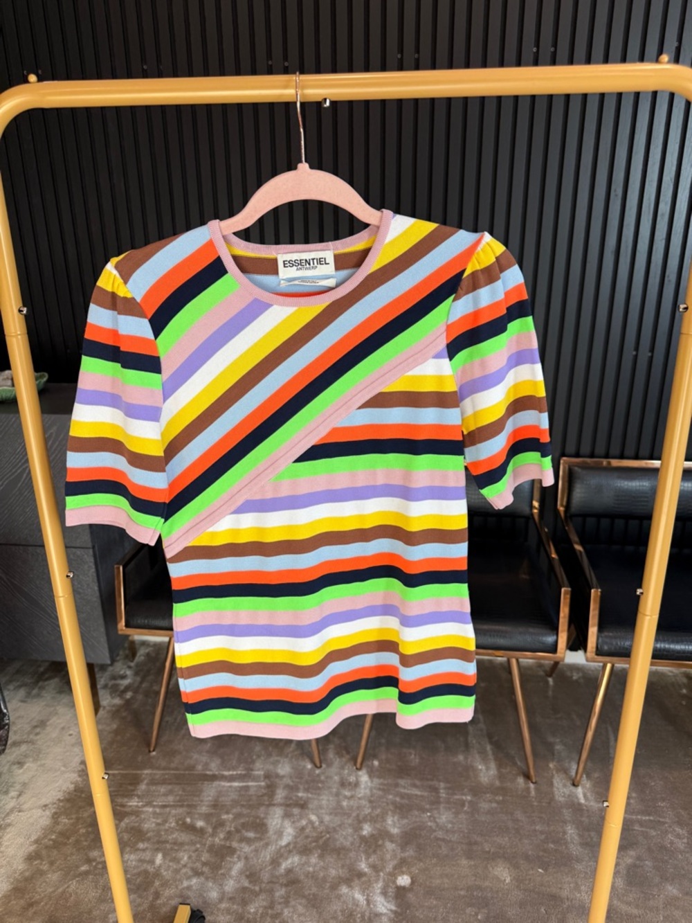 Essentiel Antwerp Wakame Multicolor Stripe Knit Top Size S